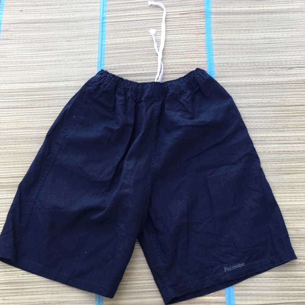 Palm Wave Linen Men's Shorts Navy Blue Size L